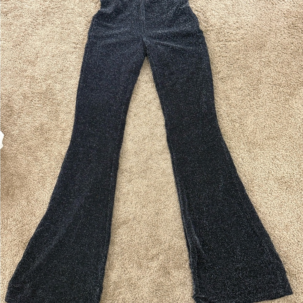 Bar III Shimmering Black Flare Pants